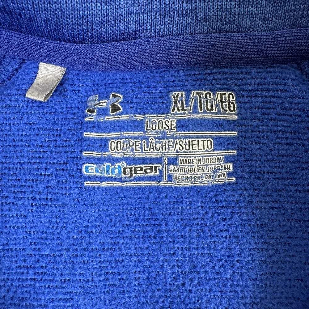 Under Armour ColdGear Men's XL 1/4 Zip Pullover Blue Loose Fit Long Sleeve